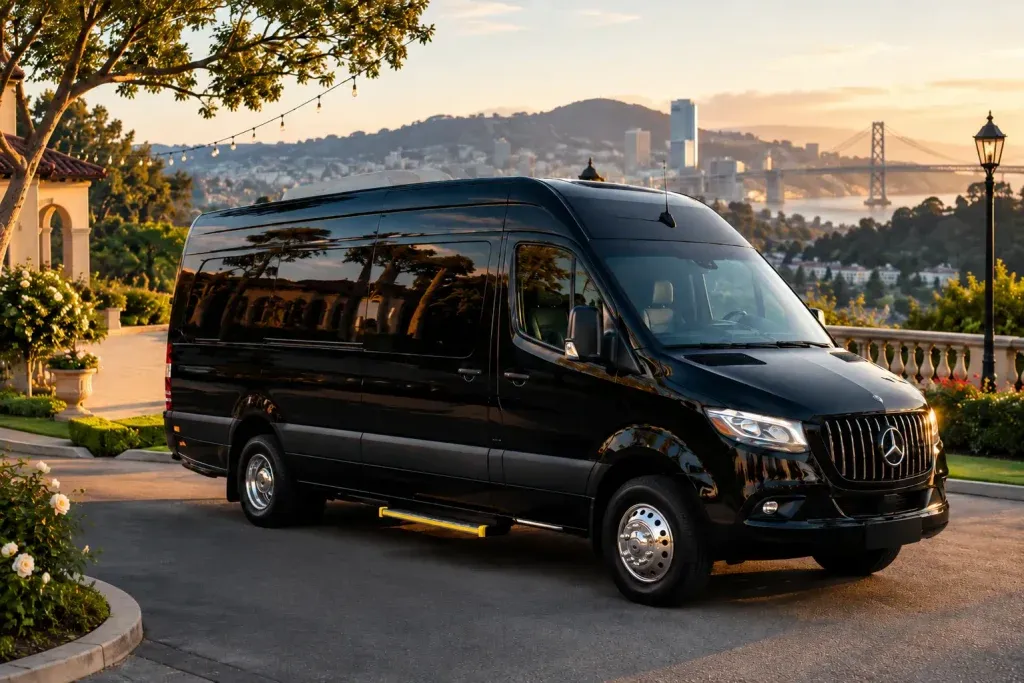 Black 14 Pax Sprinter Party Bus for party bus rental