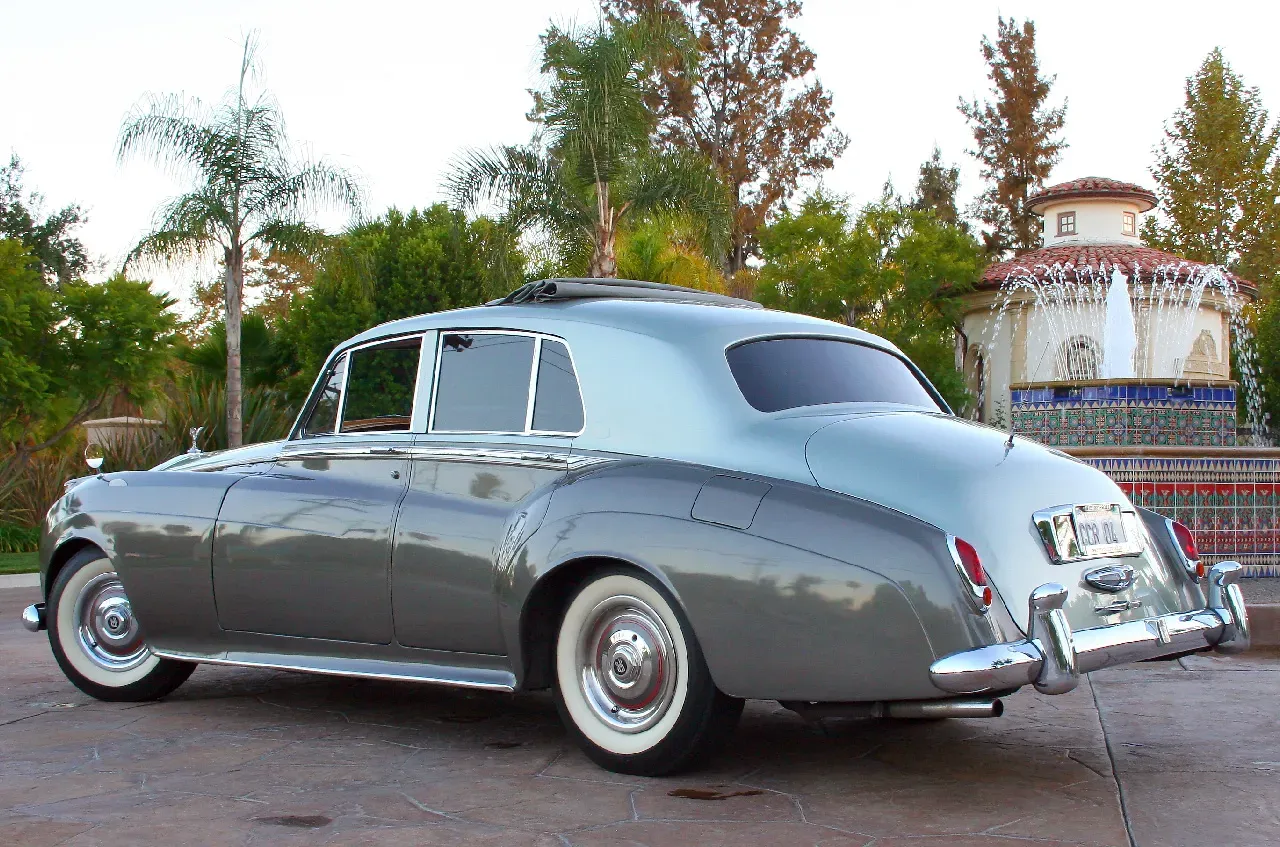 1958 Silver Rolls-Royce Silver Cloud I exterior for wedding car rental in Tarzana, CA