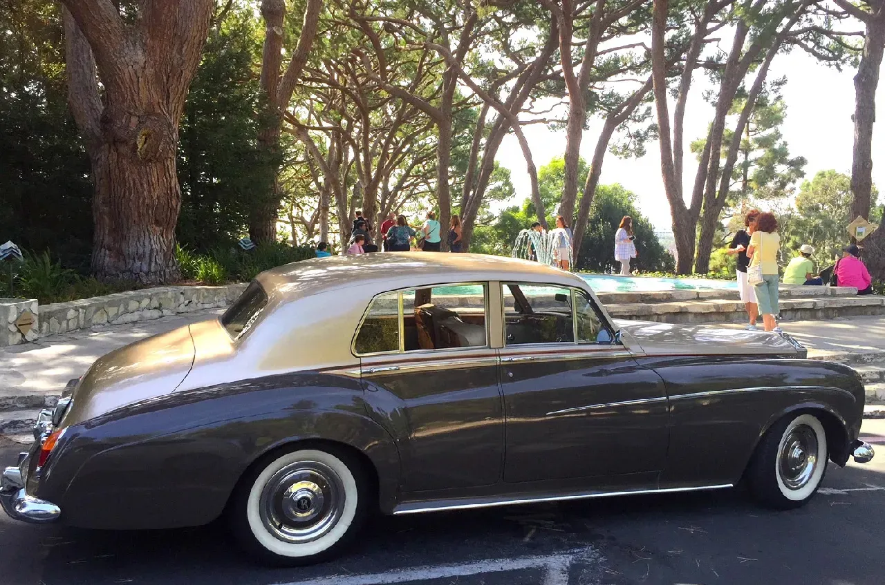 Gray 1963 Rolls-Royce Silver Cloud III exterior for wedding car rental in Tarzana, CA