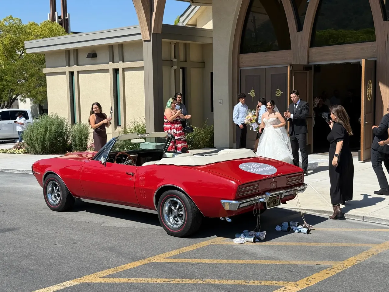 Red 1967 Pontiac Firebird, photo 2 for wedding car rental in California