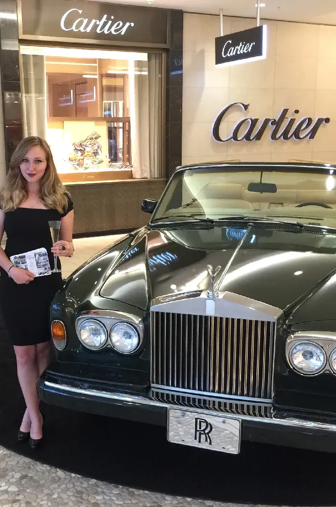 Green 1983 Rolls-Royce Corniche Convertible exterior, photo 9 for exotic and luxury car rental in Tarzana, CA