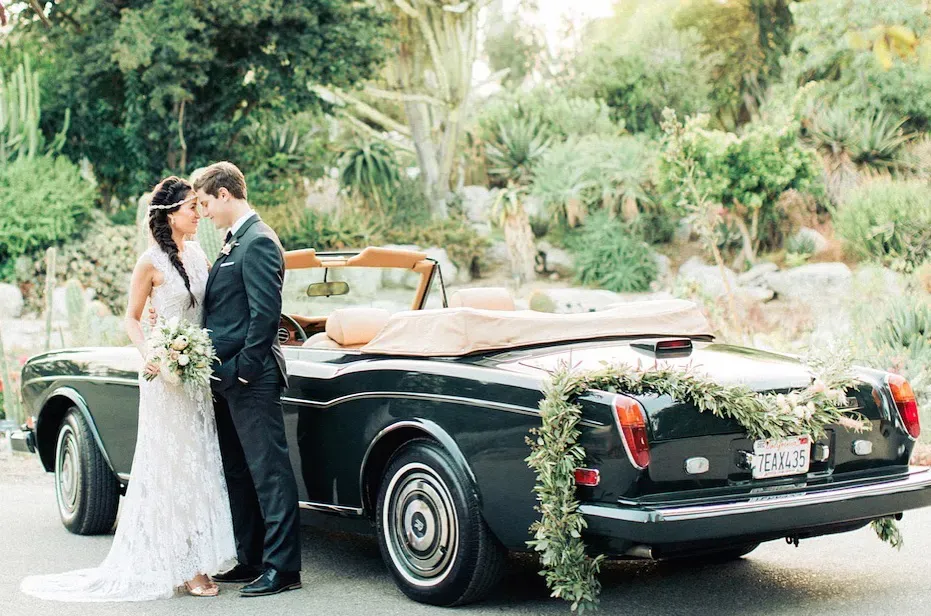 Green 1983 Rolls Royce Corniche Convertible exterior with convertible roof, photo 3 for wedding car rental in Hidden Valley Lake, CA