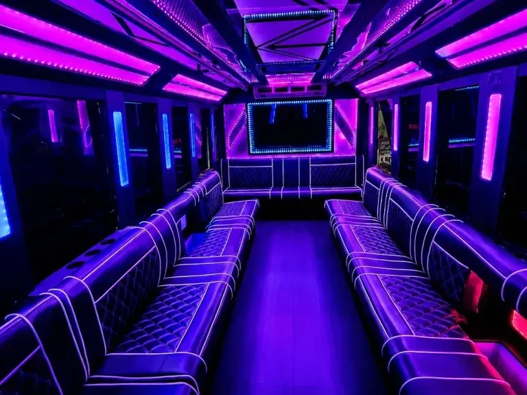 The white 20 Passenger Party Bus, shot 2
