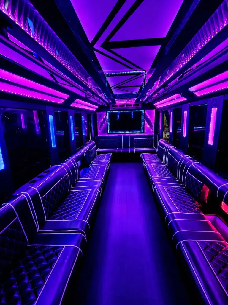 The white 20 Passenger Party Bus, shot 2