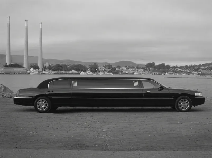 The black 2010 Luxury Stretch 8 Passangers, ready to rent