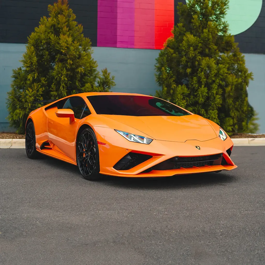 Orange 2022 Lamborghini Huracan EVO Arancia Atlas for sports car rental