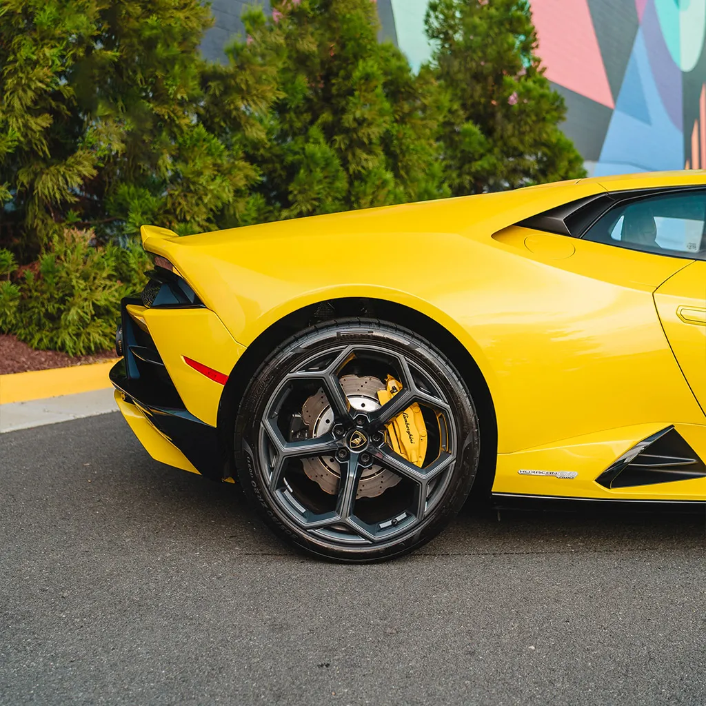 Gold 2022 Lamborghini Huracan EVO Giallo Orion, photo 12 for sports car rental