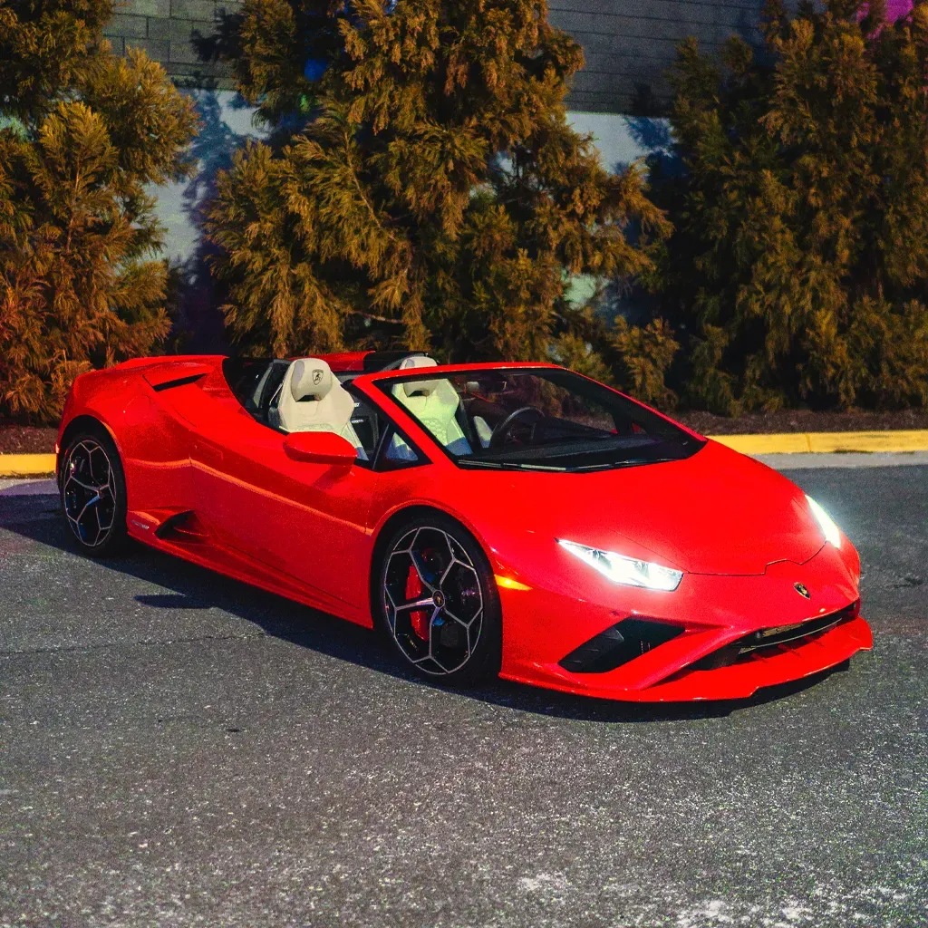 Red 2023 Lamborghini Huracan EVO SPYDER Fully Loaded for exotic and luxury car rental
