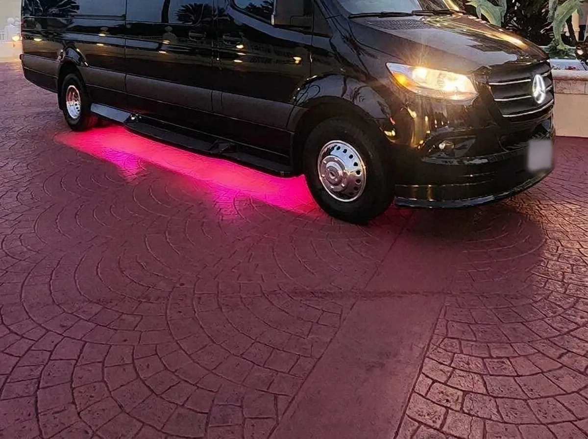 The black 2025 Mercedes-Benz Sprinter Limousine (Sebastian), shot 2