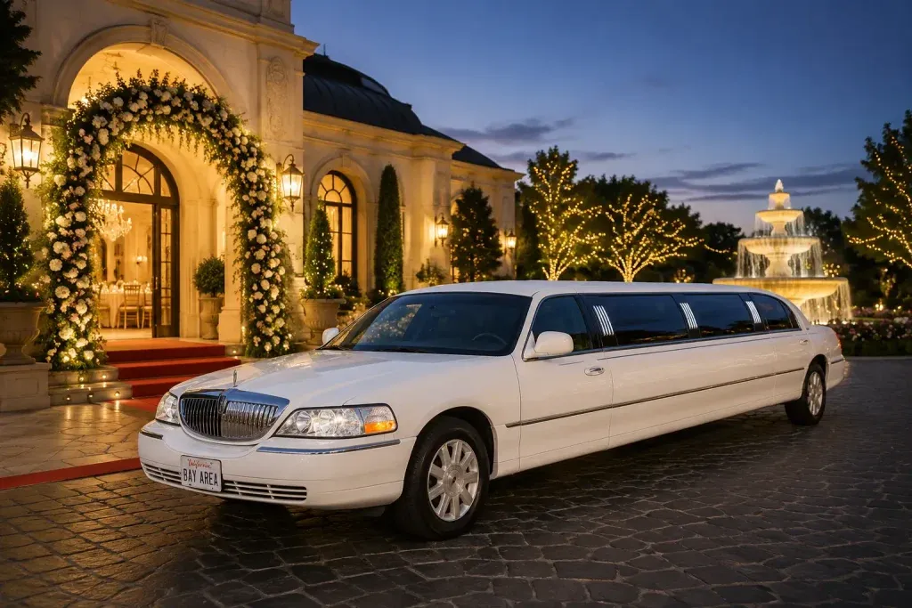 White 8 Passenger Lincoln Stretch Limousine for limo rental in Denair, CA