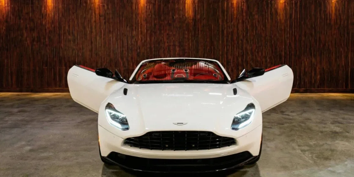 White Aston Martin DB11 for sports car rental