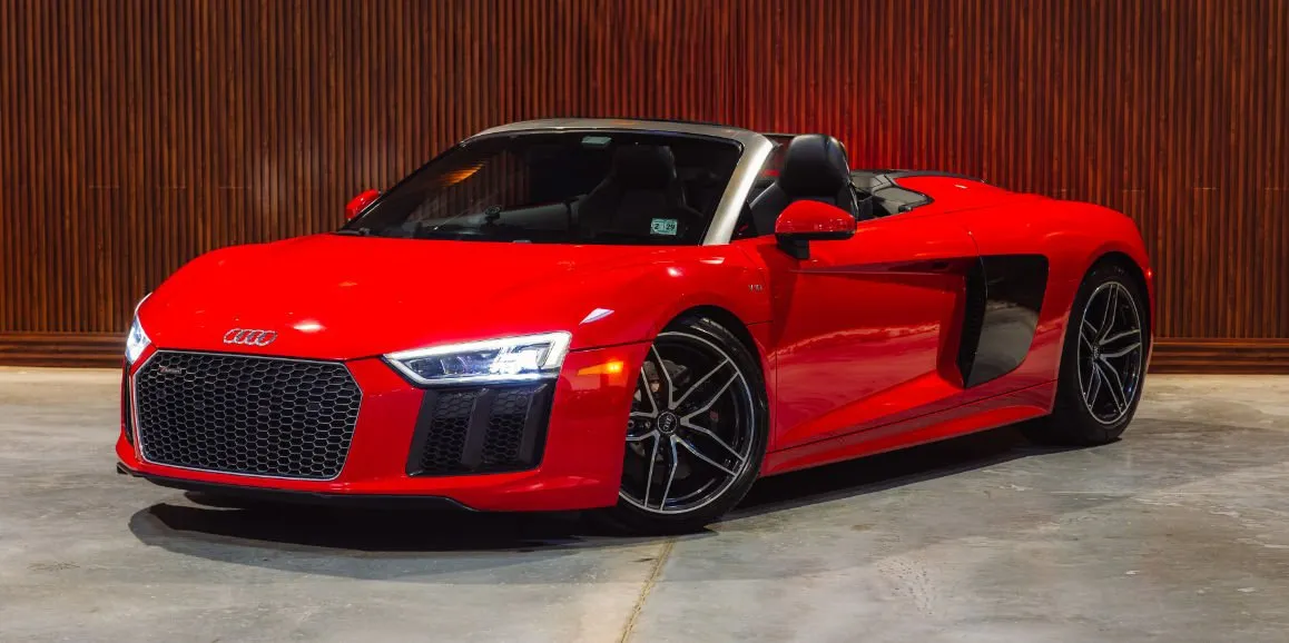 Red Audi R8 for exotic and luxury car rental in Dutch Flat, CA