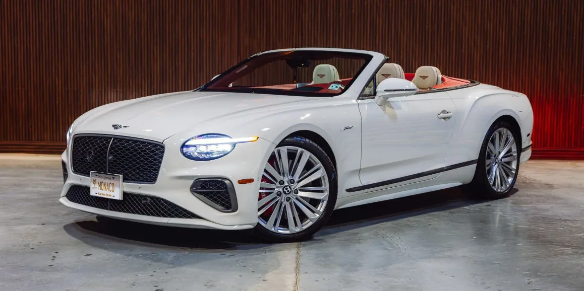 White Bentley GTC Speed with convertible roof for exotic and luxury car rental in Toms River, NJ