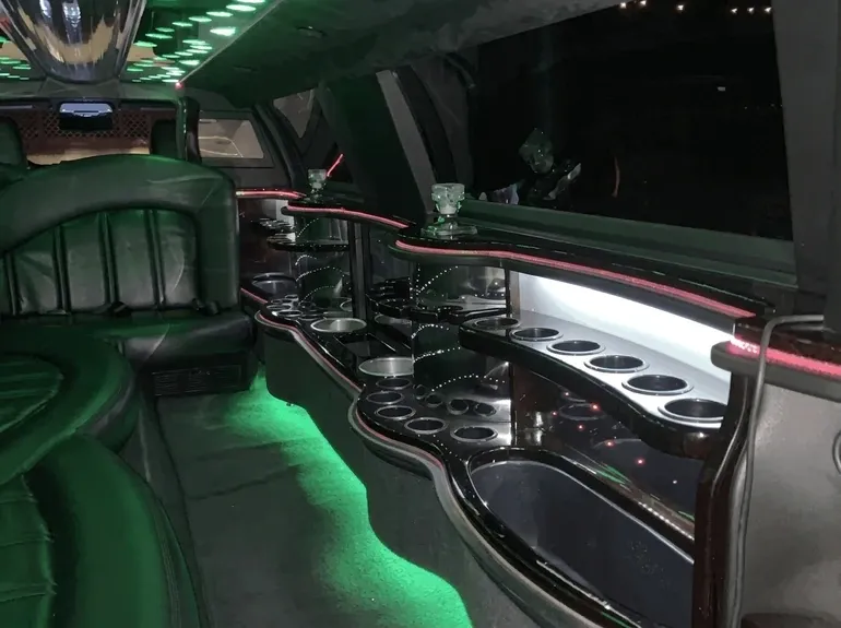 The white Black Chrysler Limousine, ready to rent