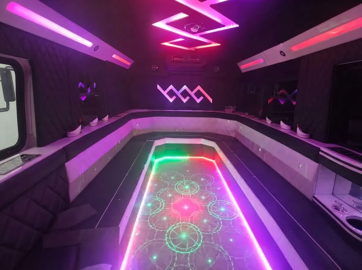 The Black Mini Party Bus, ready to rent