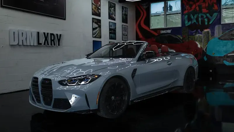 Grey BMW M4 Competition Convertible for sports car rental