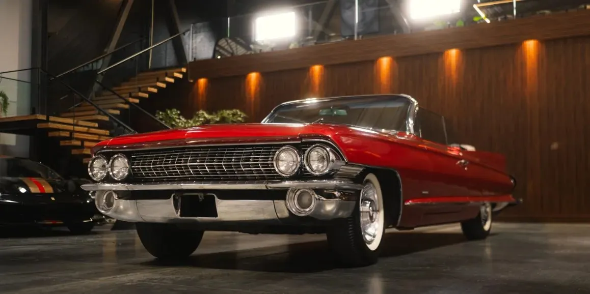 Red Cadillac Deville 1960 (VINTAGE) exterior for wedding car rental