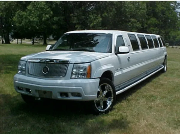 The white Cadillac Escalade Limousine, ready to rent