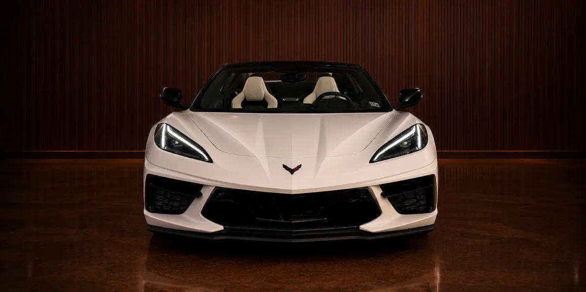 White Chevrolet Corvette exterior for sports car rental