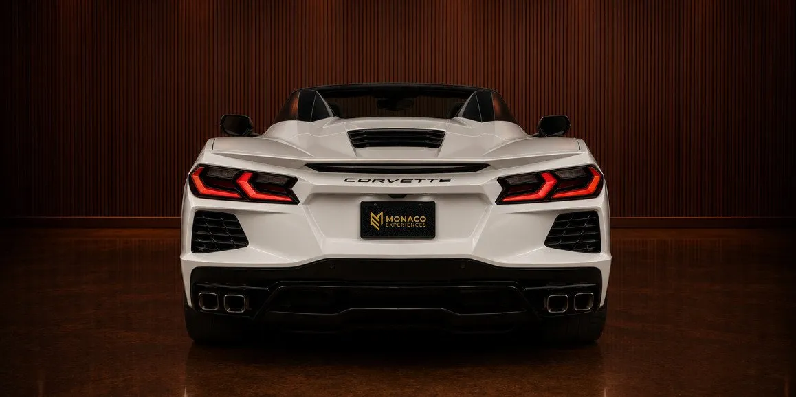 White Chevrolet Corvette exterior, photo 4 for sports car rental