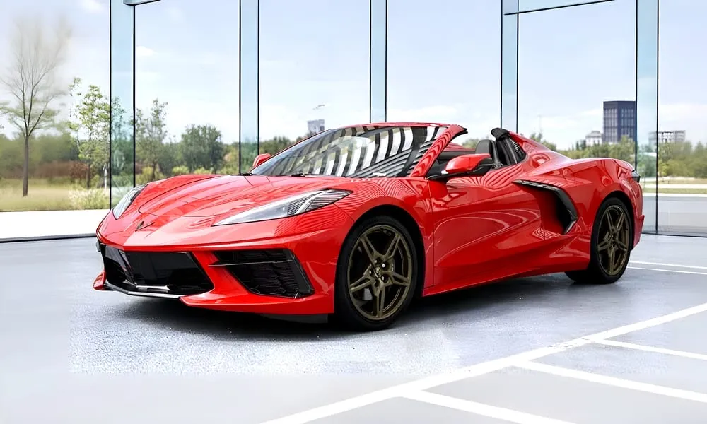 The red Corvette Convertible, ready to rent