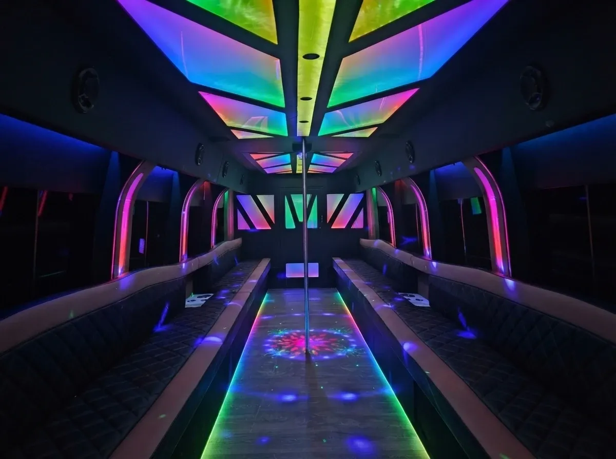 The white D-Lux Party Bus, shot 3
