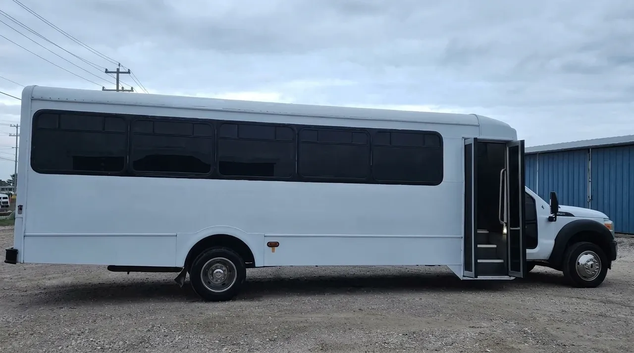 The white D-Lux Party Bus, shot 2
