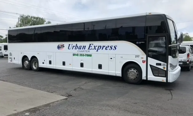 The white European Style 56 Passengers Coach, ready to rent