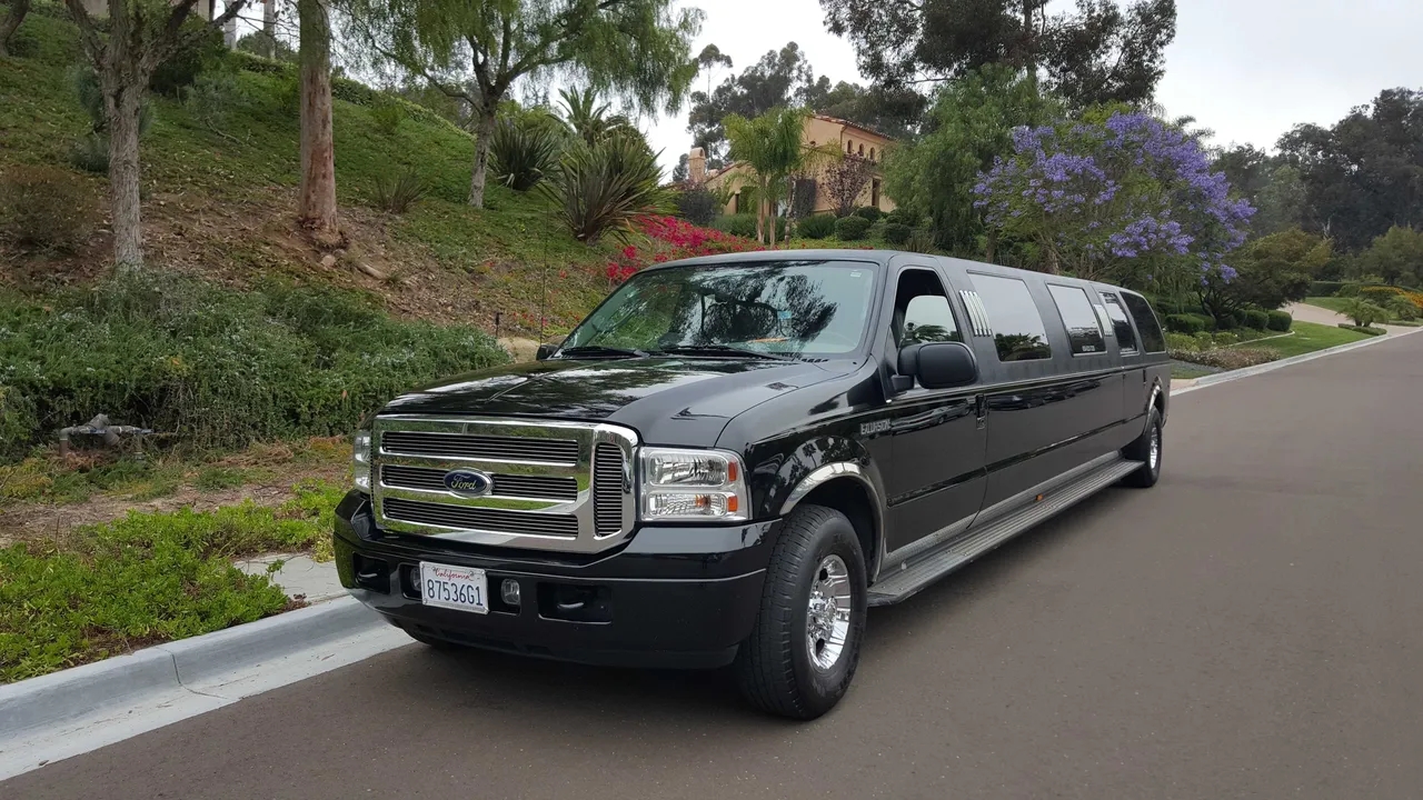 Black Excursion Limousine with tinted windows for limo rental in Walnut, CA