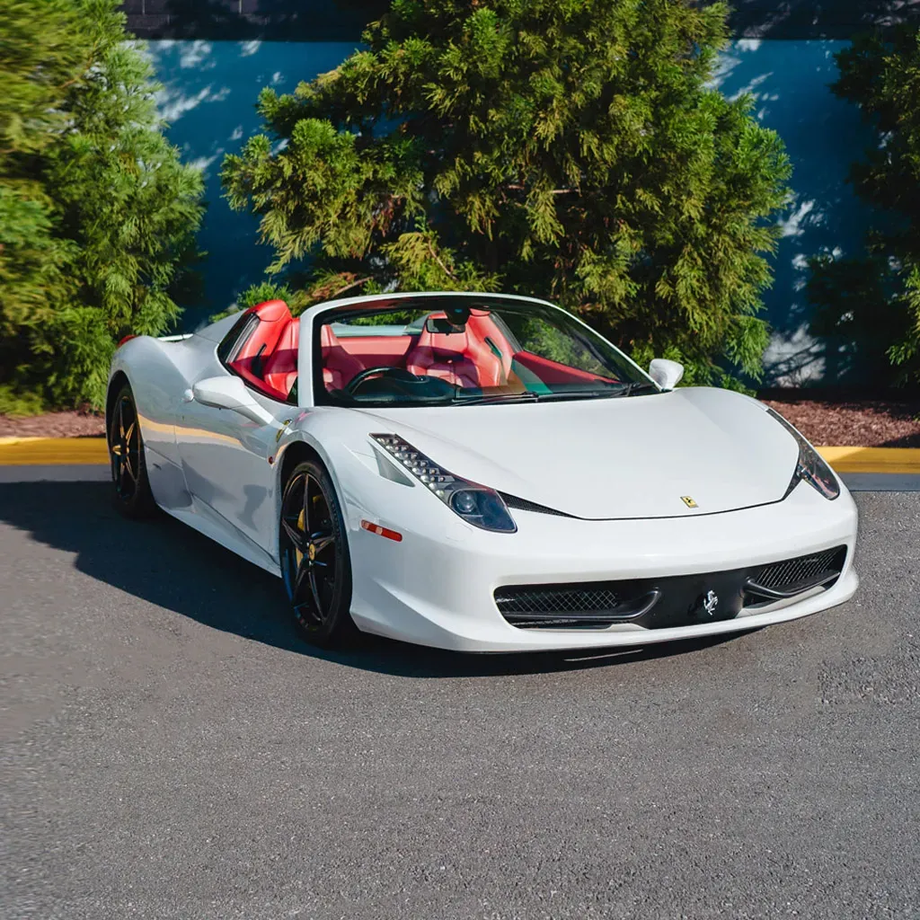 Ferrari 458 Spider Bianco Avus for sports car rental