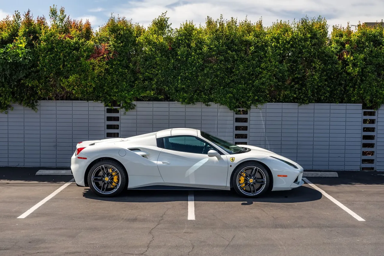 The white Ferrari 488 Spider, shot 2