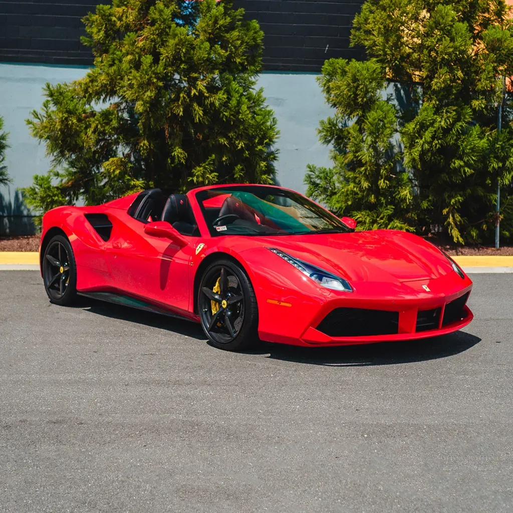 Ferrari 488 Spider Rosso Red for exotic and luxury car rental in Alleghany, CA