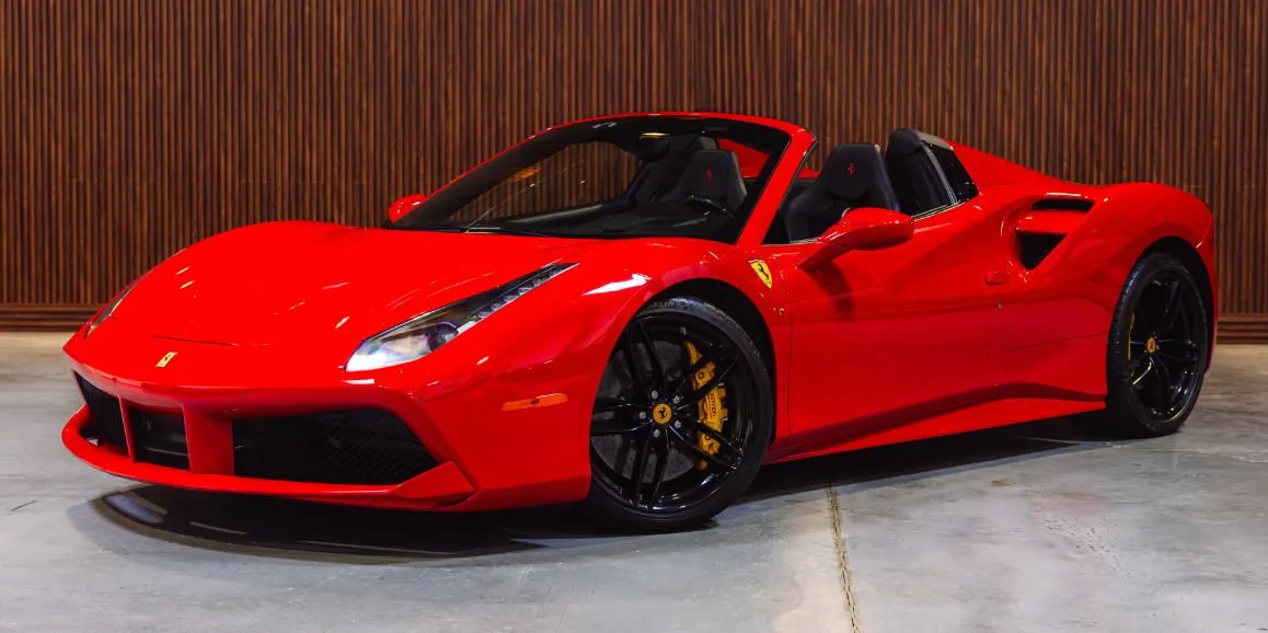 Red Ferrari 488 Spider for exotic and luxury car rental