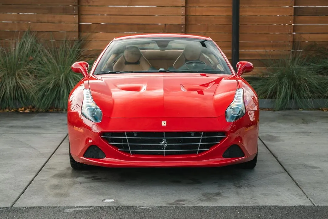 The red Ferrari California T, shot 3