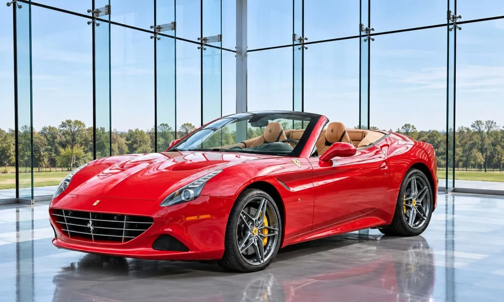 The red Ferrari California T, ready to rent