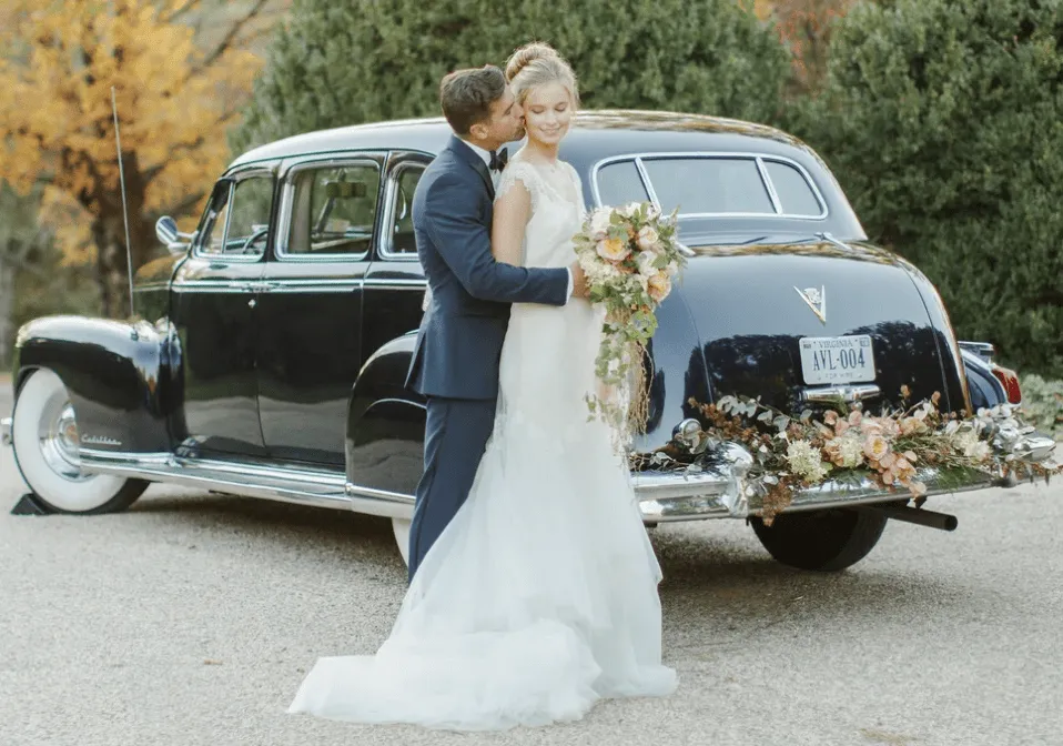 Blue Fleetwood Cadillac for wedding car rental