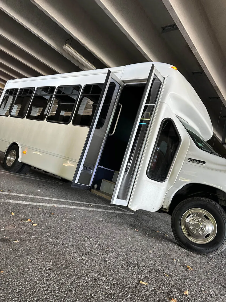 White Ford E-450 Series Party Bus exterior, photo 9 for party bus rental in North Attleboro, MA