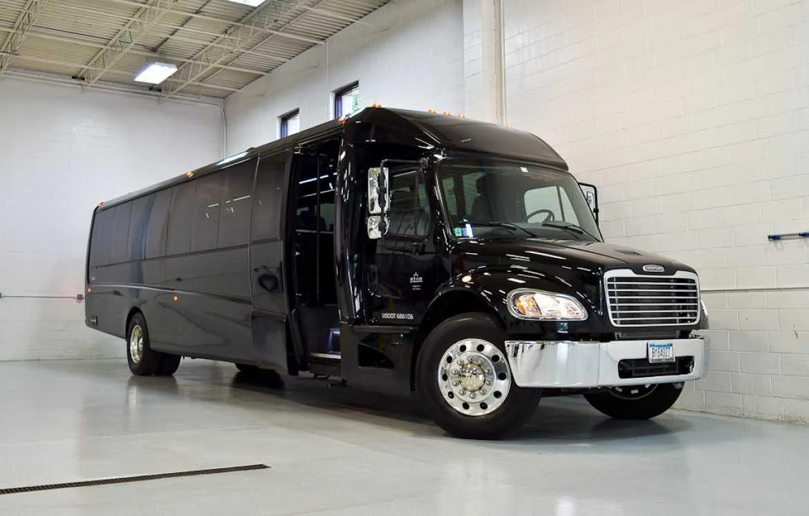 Black Freightliner Luxury Coach for charter bus rental