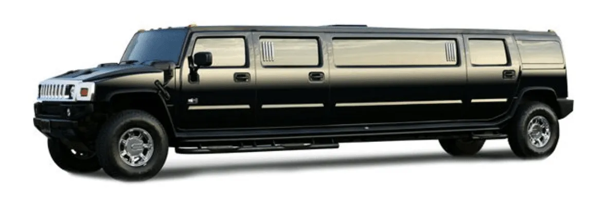 The black Hummer H2 Limousine, ready to rent