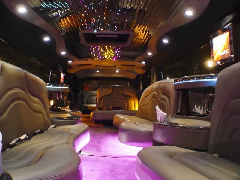 Hummer Limo interior for limo rental in Zephyr, TX