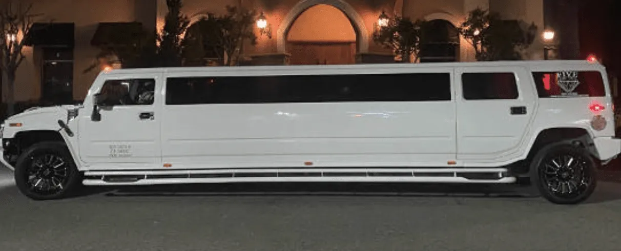 White Hummer Limousine for limo rental in Hacienda Heights, CA