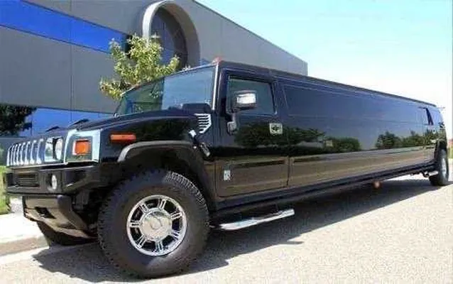 The black Hummer Limousine, ready to rent