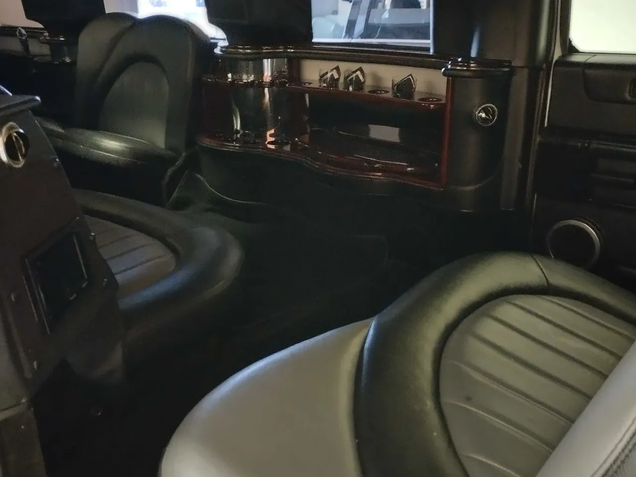 The white Hummer Limousine, ready to rent