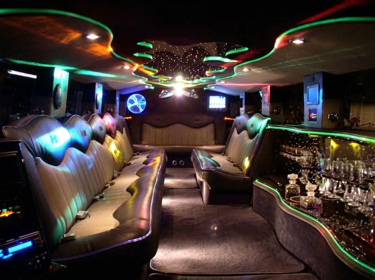 The white Hummer Limousine, ready to rent