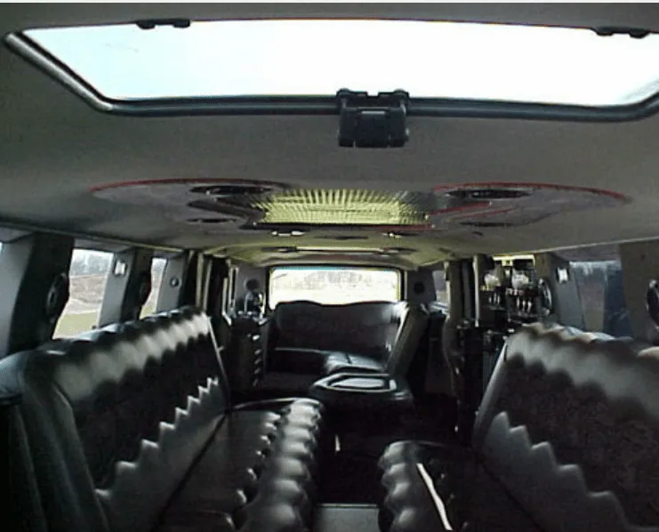 Hummer Limousine interior for limo rental in Paris, TX