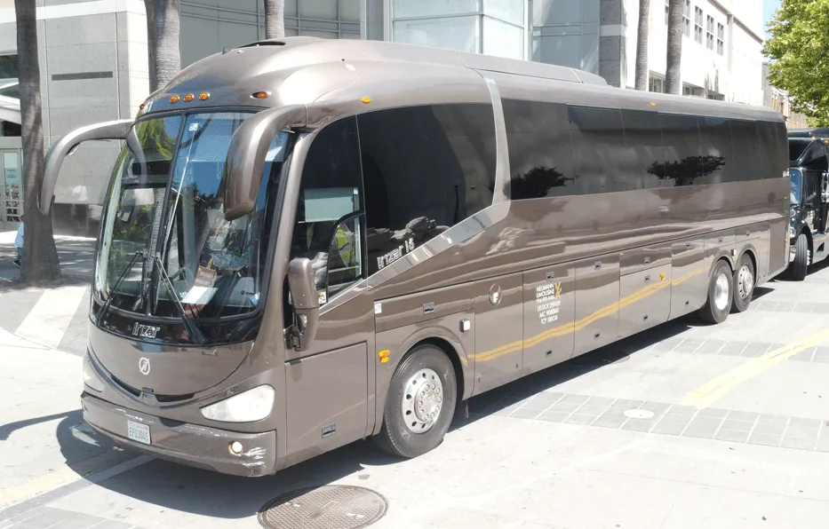 Brown Irizar Motorcoach for charter bus rental