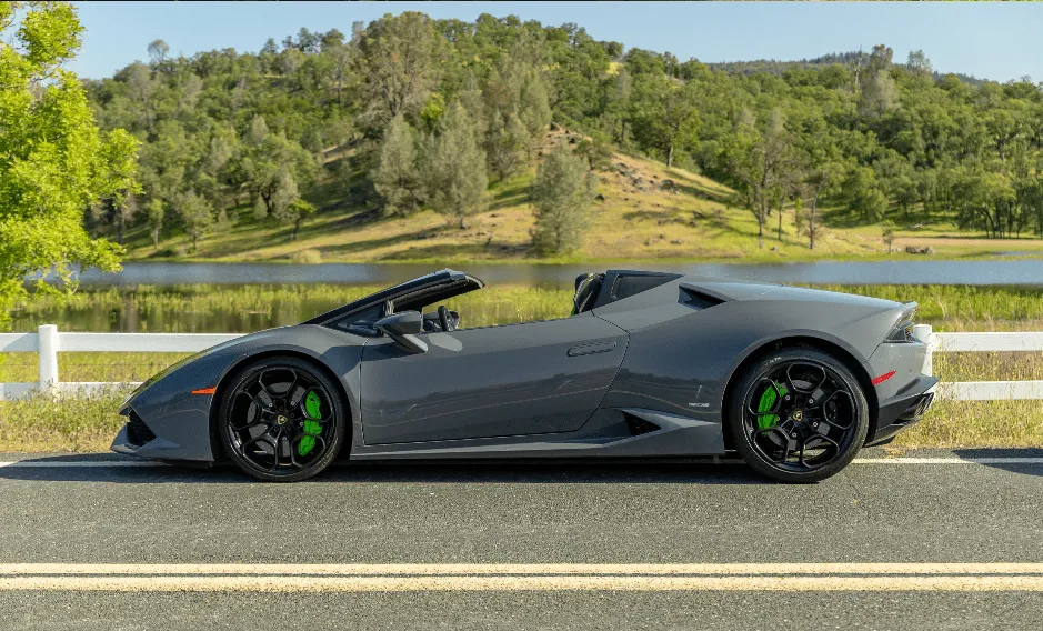 Gray Lamborghini Huracan LP610-4 Spyder for exotic and luxury car rental
