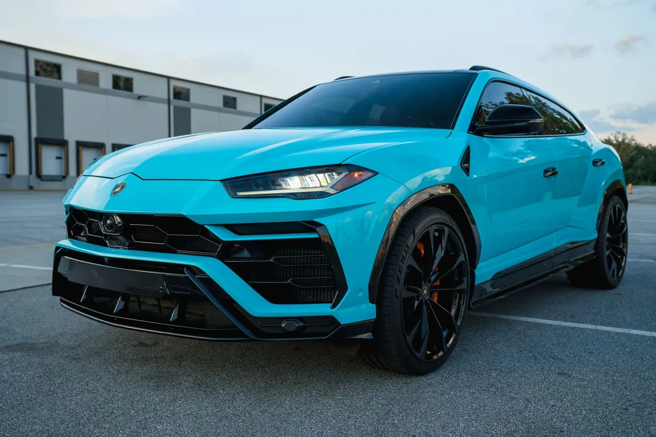 The blue Lamborghini Urus, shot 2