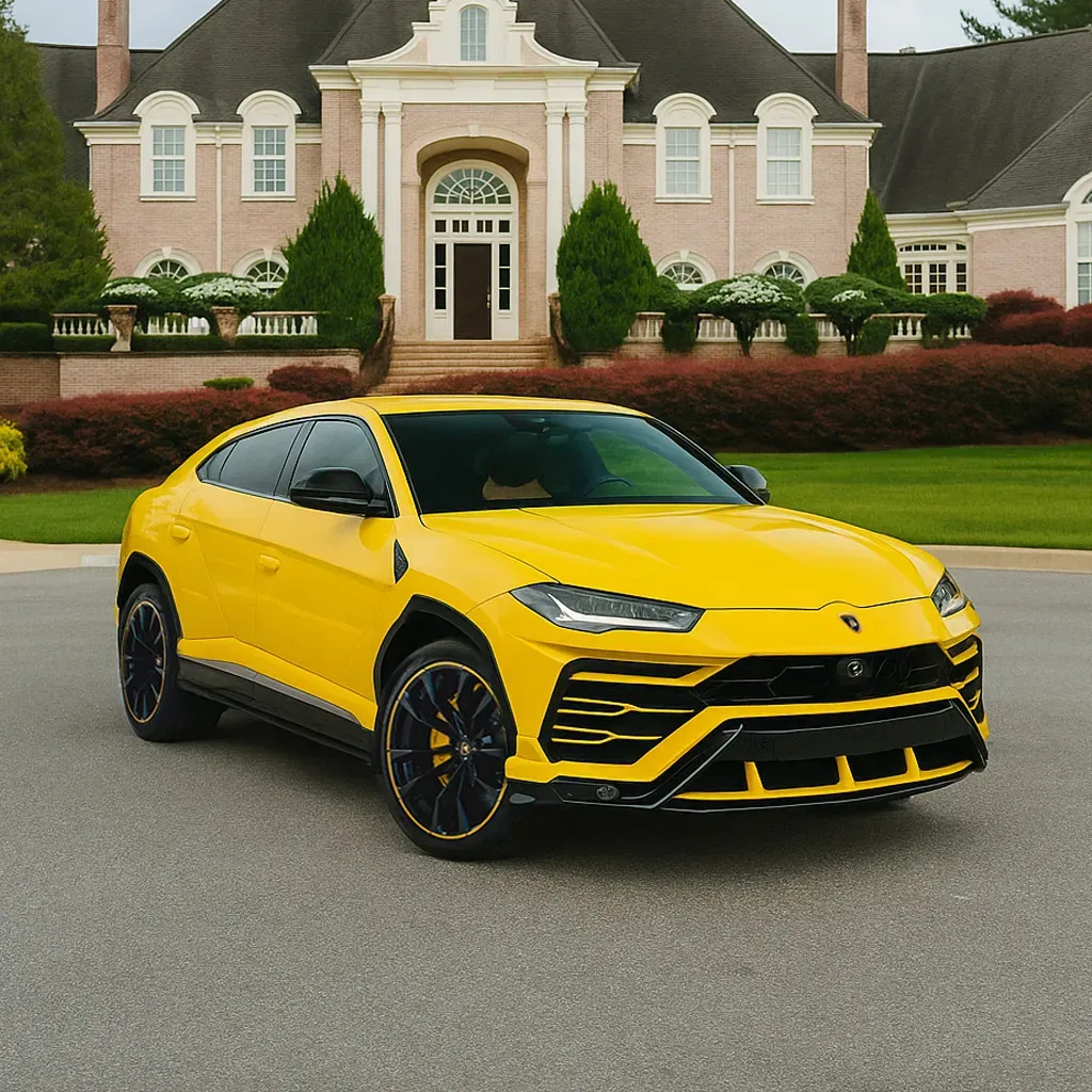 Gold Lamborghini Urus Giallo Auge for exotic and luxury car rental in Rockville, MD