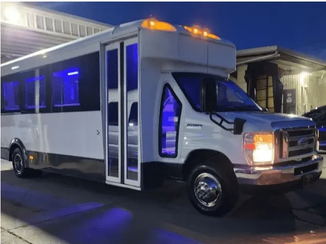 Limousine Bus exterior for party bus rental in Kenner, LA